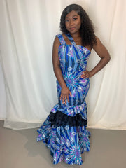 ZOE One Shoulder African Print Dress
